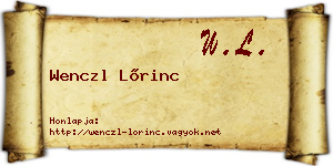 Wenczl Lőrinc névjegykártya
